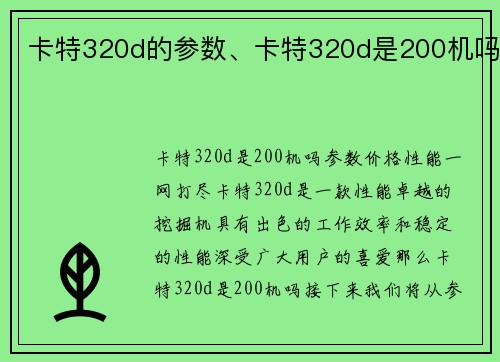 卡特320d的参数、卡特320d是200机吗
